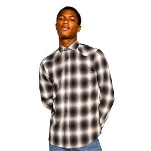 Zara Man Black and White Plaid Flannel Shirt (S)